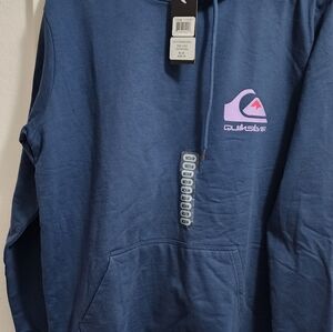 Quiksilver Blue Hoodie with Pink Logo